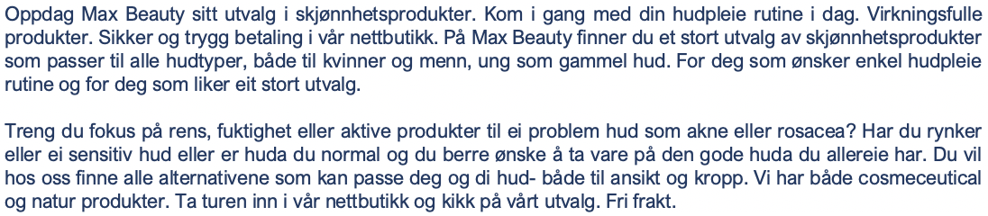 TOPPTEKST FOR MAX BEAUTY INFO